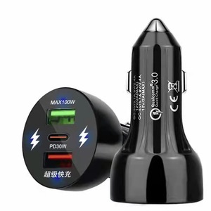 ที่ชาร์จในรถยนต์แบบสองพอร์ต QC 3.0 PD 30W สูงสุด 100W ชาร์จเร็ว พร้อมไฟ LED แสดงสถานะ สำหรับใช้ในรถยนต์ - Product Image 1