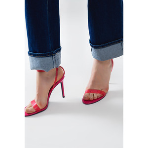 Jean droit en denim bleu foncé avec ourlet replié - Product Image 5