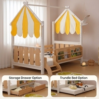 Lit superposé en bois massif pour enfants, style maison, avec armoire et barrières de sécurité, tailles personnalisées pour chambre à coucher, vente en gros B2B