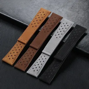 Bracelet en cuir de vachette respirant 20 mm 22 mm 24 mm pour étiquettes <span class=keywords><strong>Heuer</strong></span> pour Carrera <span class=keywords><strong>Monaco</strong></span> F1 Bracelet de montre Bracelet givré Accessoires pour hommes - Product Image 2