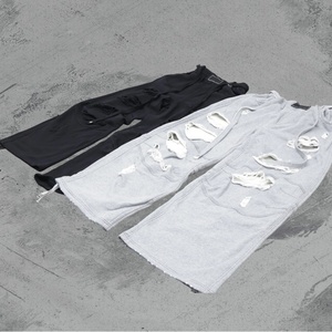 Jogging surdimensionné en coton à taille élastique avec broderie et impression de logo personnalisés, style streetwear, coupe large et ample - Product Image 4