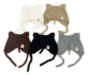 Cappello Invernale <span class=keywords><strong>per</strong></span> Bambini con Logo Personalizzato, Morbido Berretto con Orecchie di Gatto in Peluche, Caldo e Confortevole <span class=keywords><strong>per</strong></span> Attività all'Aperto, con Laccetti - Product Image 6