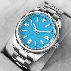 2025 Montre mécanique pour hommes de haute qualité avec bracelet en acier Blue Face Simple Business Watch - Product Image 1