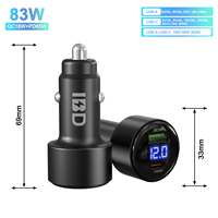 Pour le nouveau modèle privé 83W PD3.0 65W QC3.0 18W USB-A Type-C Chargeur de voiture à charge rapide en alliage d'aluminium SCP