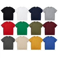 T-shirt personnalisé à ourlet côtelé, style sweat-shirt, uni, 100 % coton épais, coupe décontractée, avec logo personnalisé