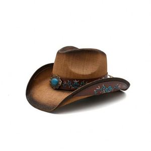 En stock : Chapeau de cowboy occidental en paille à large bord, style cowgirl, unisexe, personnalisable, pour la plage, Dallas Cowboys, pour femmes, vente en gros - Product Image 4