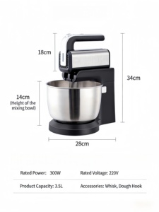 Mixeur à main multifonction 3 en 1, bol de 3,5 l, 300 W, pour mélanger la pâte, le mélangeur à gâteau, machine électrique avec bol, mixeur à main - Product Image 6