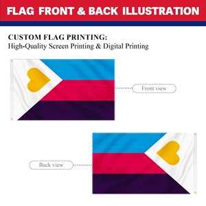 Bandera del Orgullo Poliamoroso con Corazón Amarillo 3x5 pies, Poliéster Personalizado, Lista para Enviar, Venta al Por Mayor, Personalizada para Eventos del Día Nacional - Product Image 3