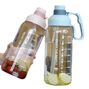 Enjoy The Bottle 2000Ml Large Capacity Sports Water Bottle With Handle And <b>Straw</b> Reusable <b>Plastic</b> Cup For Outdoor Use - Product Image 1