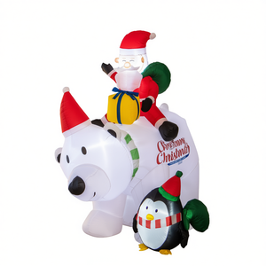 Babbo Natale Gonfiabile a Cavallo su Orso, Decorazione Natalizia da Esterno 7 Piedi, Addobbo Festivo in PVC - Product Image 1