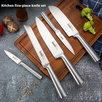 Ensemble de couteaux de cuisine tout en acier à cinq pièces, couteaux de cuisine en acier inoxydable d'exportation et couteaux de cuisine