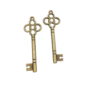 New Style Cheap Custom Metal Antique Bronze Skeleton Key For Decoration