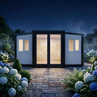 Maison conteneur modulaire extensible à double aile, design moderne, respirante, robuste, avec revêtement de sol en PVC, résistante aux intempéries