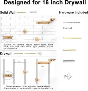 Étagères murales pour chat <span class=keywords><strong>FUKUMARU</strong></span>, station de nourriture avec 2 marches, perchoir en bois de caoutchouc massif - Product Image 3