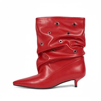 Nouvelles Bottes de Cowboy Rétro en Cuir pour Femme, Modèle 2026, Mi-Mollet, Bout Pointu, Tendance, Chaussures d'Extérieur pour l'Automne