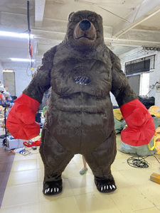 Funtoys vendita calda gigante gonfiabile marrone orso nero pugilato mascotte Costume pelliccia di peluche per adulti di Halloween - Product Image 4
