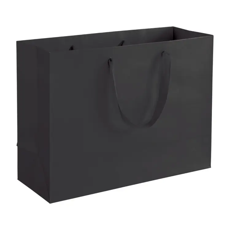 Toptan lüks siyah ayakkabı elbise ambalajlama için kağıt torbalar baskılı özel Logo giyim alışveriş hediye takı şarap kese kağıdı