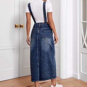 <span class=keywords><strong>Abito</strong></span> Casual da donna in Denim Patchwork <span class=keywords><strong>abito</strong></span> in Denim Modulare alla coscia <span class=keywords><strong>abito</strong></span> <span class=keywords><strong>lungo</strong></span> in <span class=keywords><strong>jeans</strong></span> Denim - Product Image 4