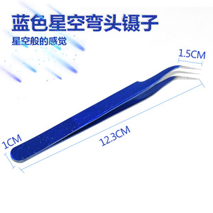 Nuevas pinzas deslumbrantes de color azul para extensiones de pestañas, pinzas antiestáticas de acero inoxidable de alta precisión, para injerto de pestañas. - Product Image 4