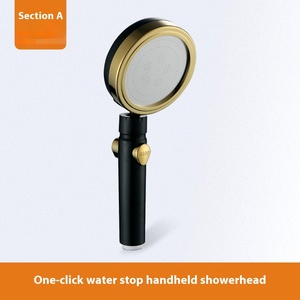 Grand pommeau de douche à main rouge net avec buse d'arrêt d'eau à une clé pour logement de location d'appartement d'AliExpress - Product Image 6