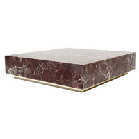 Table basse carrée moderne et simple en marbre violet haut de gamme, style luxe léger, pour salon