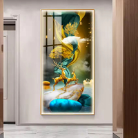 Peinture personnalisée moderne en porcelaine cristal lumineux peinture nature morte wapiti arbre doré Art nordique décorer Art mural de salon