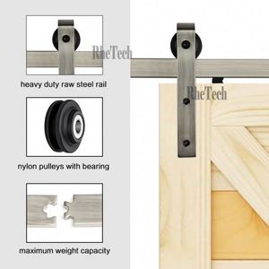 WEKIS M00002 Modern Industrial Style Durable Brass Barn Door Hardware <b>Kits</b> Black Steel Glass Entry Bathroom Sliding Door Screw - Product Image 3