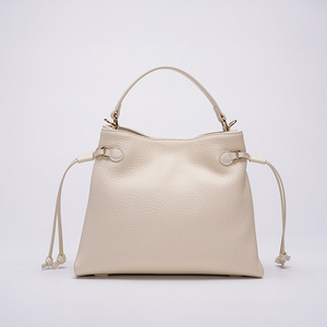 Bolsas Ladies Vegan PU Leather <span class=keywords><strong>Lichi</strong></span> Bucket Bag para mujer Casual Tote Office Travel White Handbag - Product Image 3