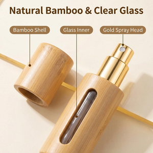 Custom Logo Twist Unique <b>10ml</b> 15ml 20ml Rotating Refillable Packaging Spray Pump Bamboo Lid Glass Perfume <b>Bottle</b> - Product Image 5