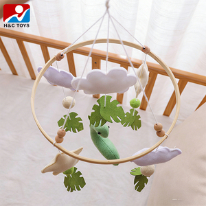 Handmade Felt <strong>Dinosaur</strong> Baby Crib Mobile with Leaves &amp; Stars, Cute Brachiosaurus <strong>Nursery</strong> Hanging Mobile, Soft Felt Dino Mobile - Product Image 4