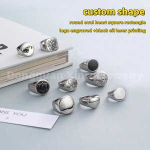 Anillos de Moda de Acero Inoxidable con Logotipo Grabado Personalizado para Hombre y Mujer, Anillo de Sello Redondo con Corazón, Anillo de Campeonato, Venta al por Mayor - Product Image 5