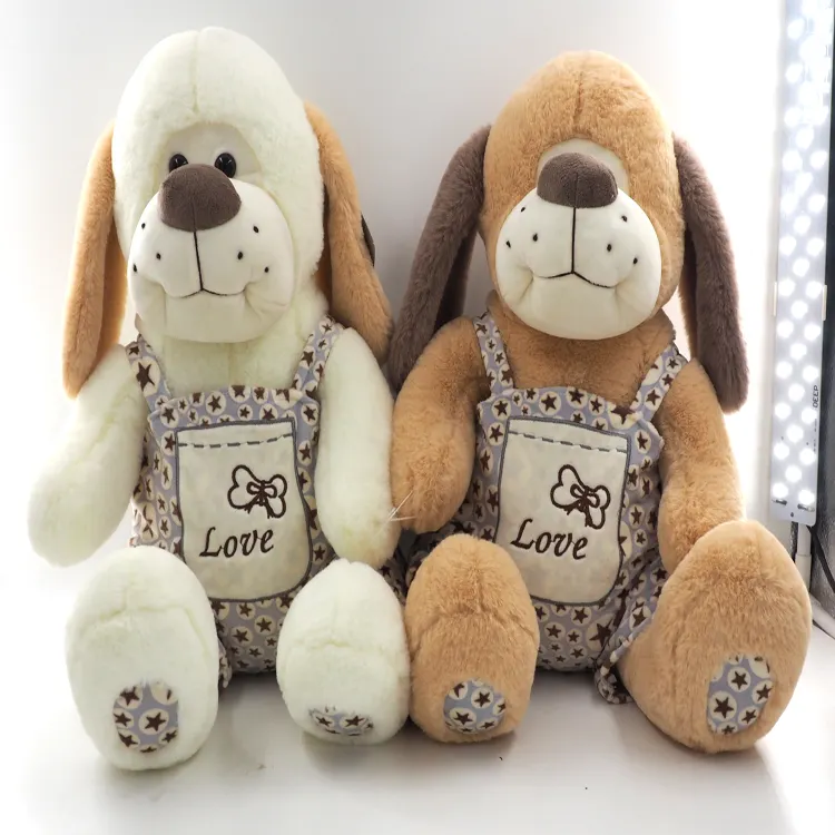 Customized cute soft long ears white dog plush stuffed toys