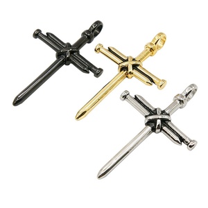 China Supplier Jewelry Silver Gold Plated Pendant Stainless Steel Unique Design Nail <b>Cross</b> Pendant Necklace - Product Image 6