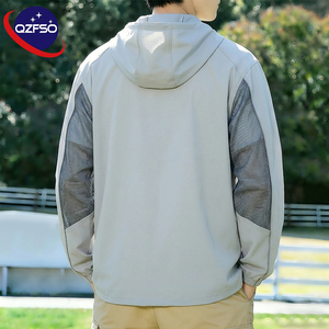 QZFSO Custom Streetwear <b>Lightweight</b> Mesh Zip up Windbreaker Breathable Quick-dry Polyester Sun Protection <b>Jacket</b> With Hood - Product Image 2