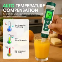 Testeur de pH numérique portable avec affichage de température rétroéclairé ATC pour sonde de pH de laboratoire pour pâte à pain au levain, pile LR44