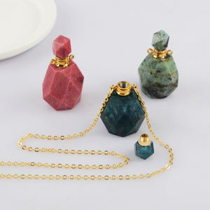 Collar con Botella de Perfume de Acero Inoxidable y Turquesa Natural G2012, Frasco para Aceites Esenciales, Collar de Cristal Curativo para Mujer - Product Image 3