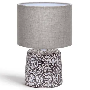 Lámpara de mesa de cerámica E14 (sin fuente de luz) - ideal para decoración, creando ambiente en espacios y generando una iluminación suave. - Product Image 1