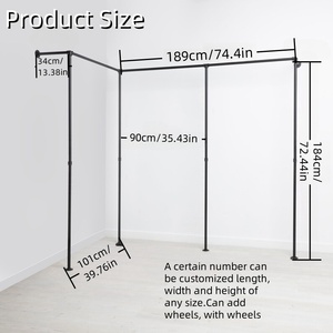 Pamo hiện đại treo tường kim loại màu đen công nghiệp ống quần áo giá cho nhà bếp phòng tắm làm sạch cho treo hiện đại đi bộ Closet - Product Image 3