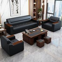 Canapé en cuir moderne de luxe pour bureau et réception, ensemble de canapés de mobilier de bureau en gros d'usine