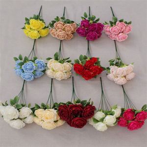 <span class=keywords><strong>Bouquet</strong></span> de fleurs artificielles en soie de haute qualité 7 têtes, rose avec tiges, pour la décoration de la maison et des mariages - Product Image 6