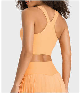 Prêt à expédier Logo personnalisé Sexy femmes col en V dos nageur sport rembourré haut soutien dames Gym Fitness course porter soutien-gorge Cro haut - Product Image 2