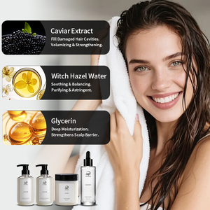 Set de <span class=keywords><strong>Tratamiento</strong></span> Capilar de Lujo con Caviar, Orgánico, de Marca Privada, Rutina de Reparación de 4 Pasos, Champú Hidratante y Refrescante con Biotina - Product Image 2