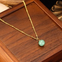 Collier de perles espacées ornées de breloques vintage, perles d'émeraude de forme ronde, bijoux exquis de style chinois classique, vente en gros TGXL14667