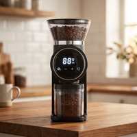 Moulin à café conique numérique à broyeur à meules coniques pour la maison, fonction anti-statique, trémie à grains auto-scellante 160g, réservoir à café moulu amovible 100g