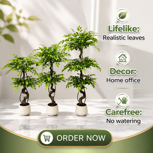 Arbre artificiel Ficus, plante artificielle haute, feuilles réalistes, verdure miniature, salon, arbre porte-bonheur, bureau, formes uniques - Product Image 1