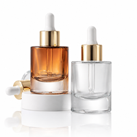 Flacon compte-gouttes personnalisé en verre dépoli rose et violet de 30 ml (1 oz) à épaule plate pour sérums cosmétiques et huiles essentielles