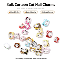 Breloques 3D pour ongles en résine brillante motif chat KT dessin animé, imprimé léopard mignon, tailles variées, pour décoration d'ongles DIY et manucure