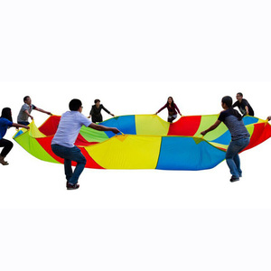 Personalizado niños 6-20 pies paracaídas mango Arco Iris paracaídas niños jugar paracaídas para la actividad de educación física - Product Image 4