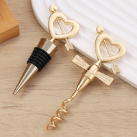 Ensemble cadeau créatif de bouchon de bouteille de vin en alliage de zinc en forme de cœur et tire-bouchon pour mariage, fournisseur Shunstone