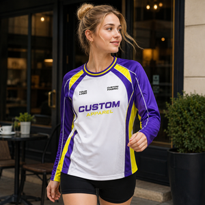 T-shirt da donna all'ingrosso traspirante in mesh a maniche lunghe raglan con pannelli traforati a blocchi di colore per allenamento sportivo - Product Image 2